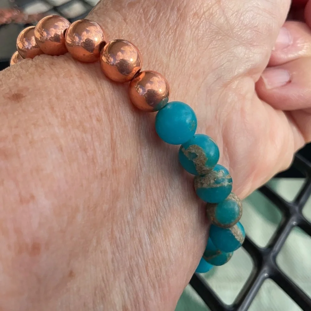 Artisan made Bracelet Copper and Turquoise Beads New - Picture 4 of 8